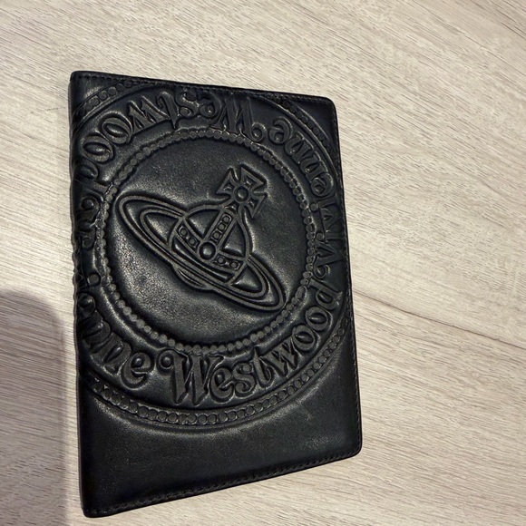 Vivienne Westwood Black Embossed Leather passport Holder authentic - Picture 3 of 6